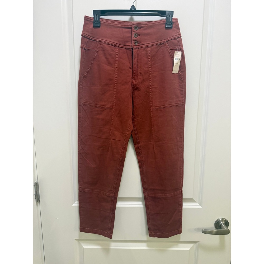 Anthropologie High Rise Utility Tapered Pants Crimson Red Size 2 NWT